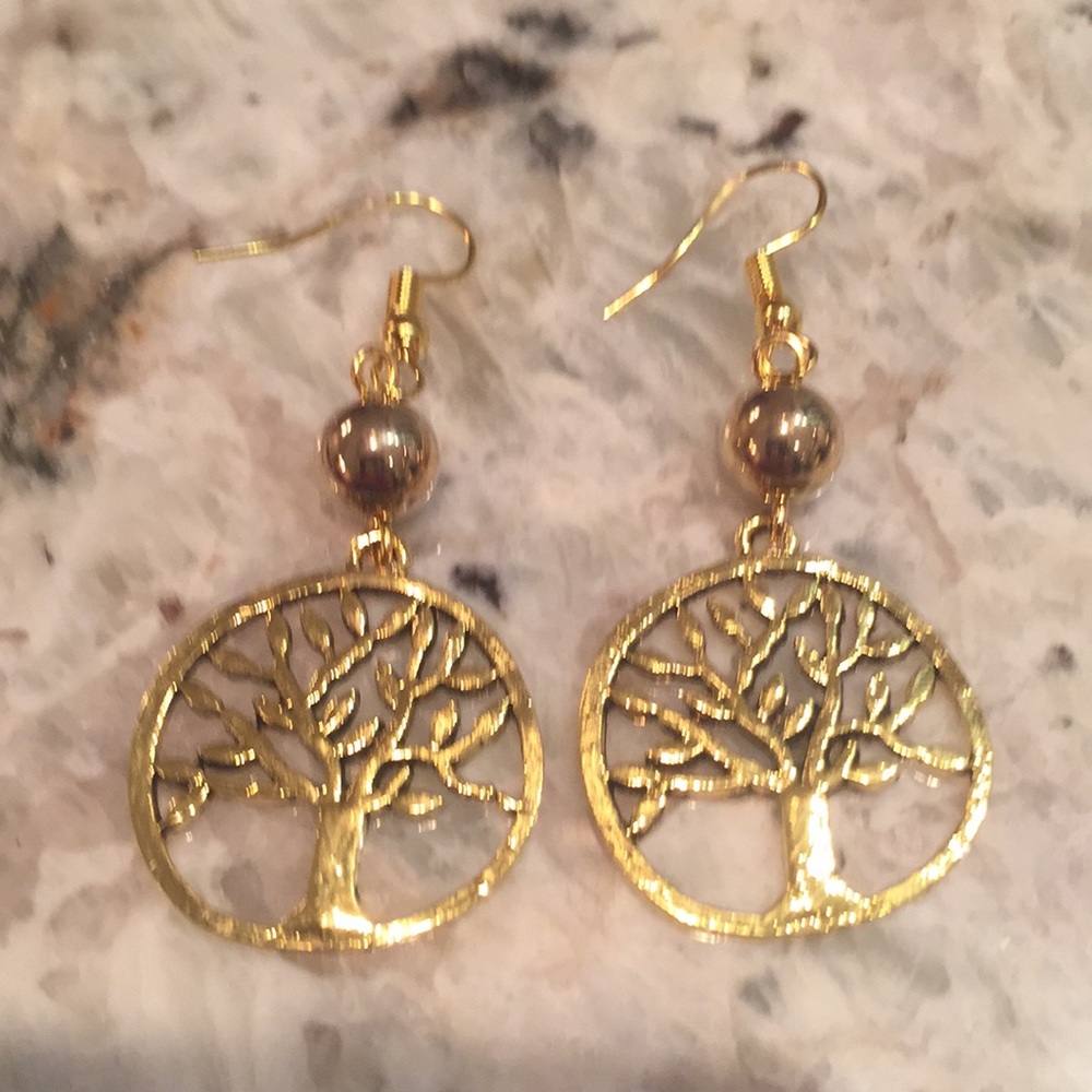 Gold Tree Earrings - Picture 3 of 3